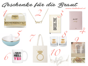 Geschenke für die Braut: Tipps und Ideen