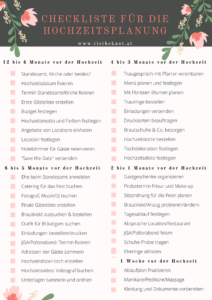 Checkliste für die Hochzeitsplanung